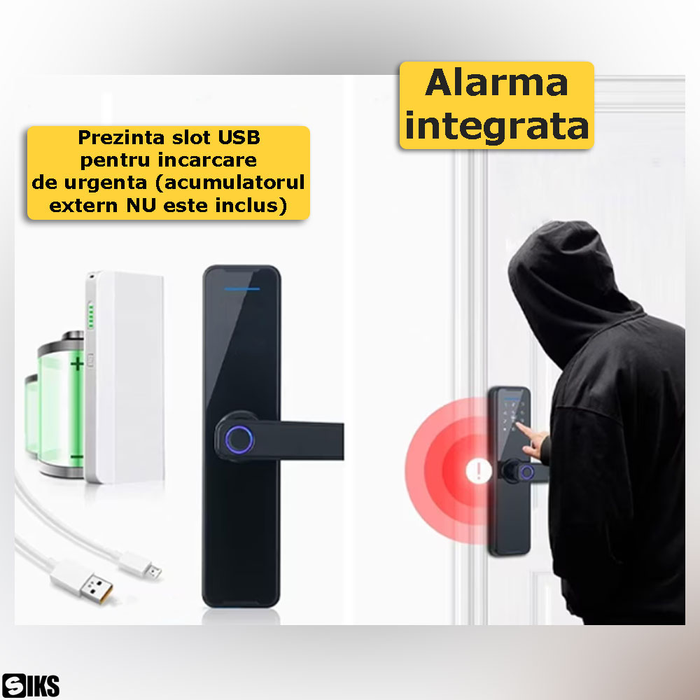 Slotul USB si alarma integrate in componenta yalei inteligente SIKS