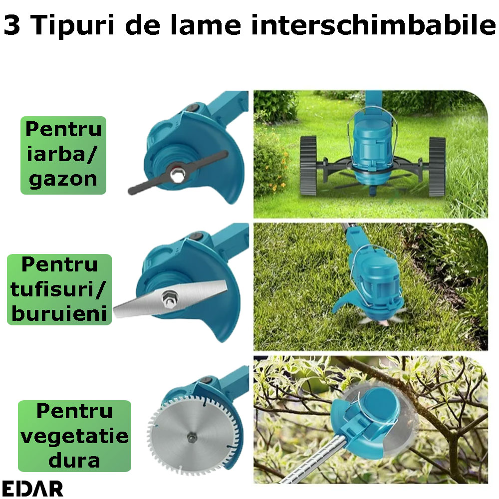 Tipurile de lame incluse in pachetul motocoasei electrice EDAR