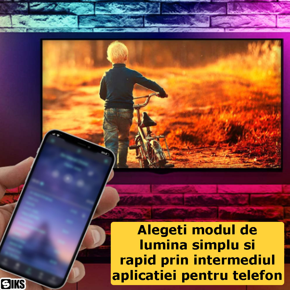 banda led siks, controlata prin aplicatia telefonului
