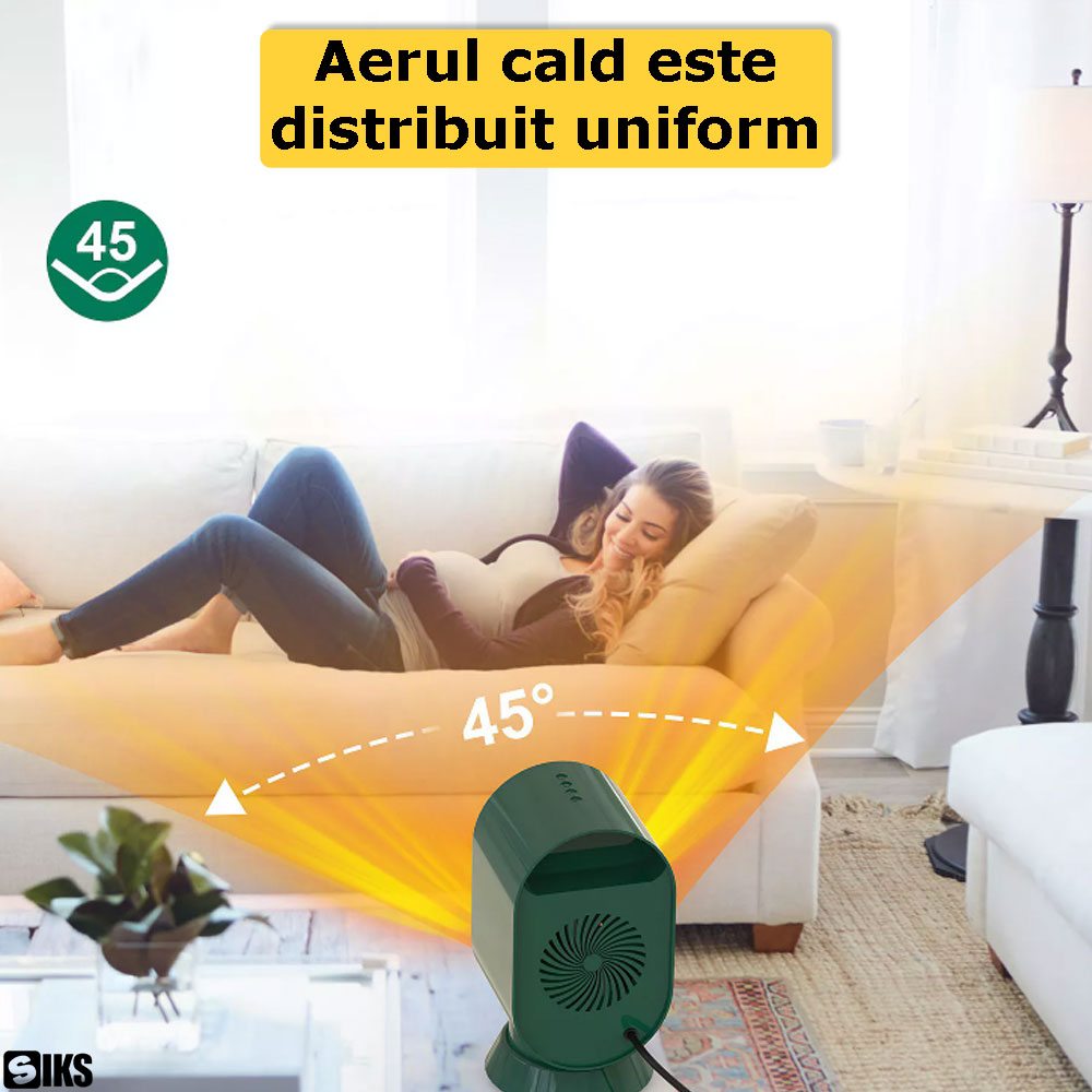 distributia aerului cald in timpul functionarii aerotermei electrice verzi siks