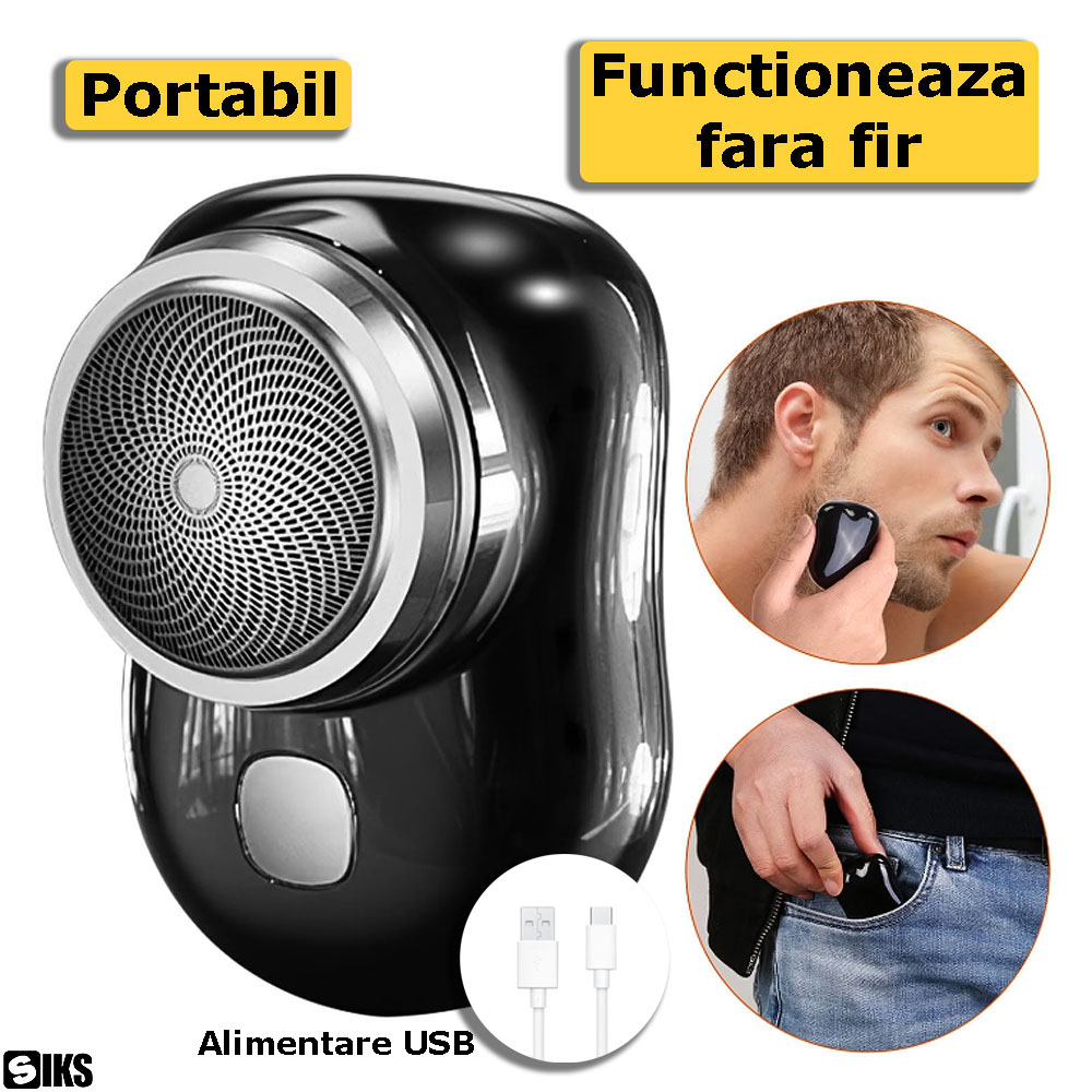 portabilitatea si functionarea fara fir a mini aparatului de ras electric, negru