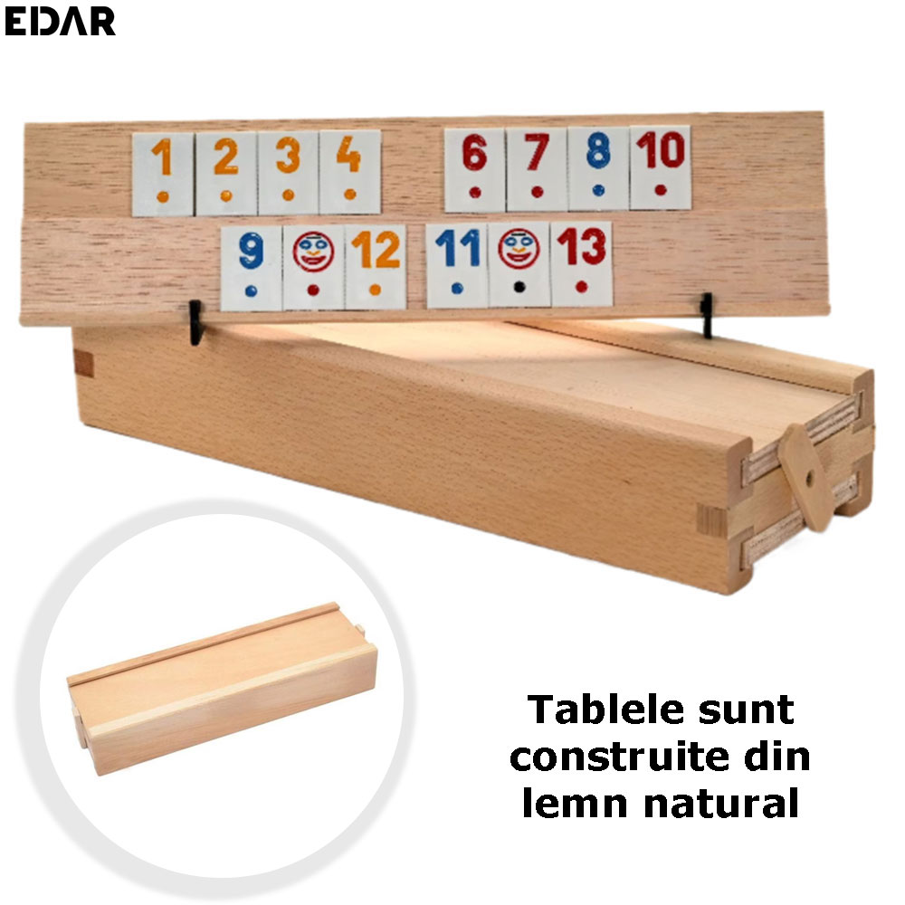 constructia din lemn natural a tablelor jocului de societate rummy edar