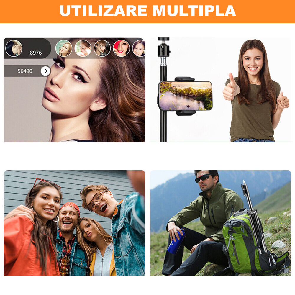 Lampa Circulara EDAR cu Diametru 55 cm, 22 inch, Ring Light Make-Up, Lumina LED cu 10 Trepte Intensitate, 3 Moduri De Lumina, Reglaj Temperatura Culoare, 3 Suporturi Telefon, Telecomanda 4.jpg